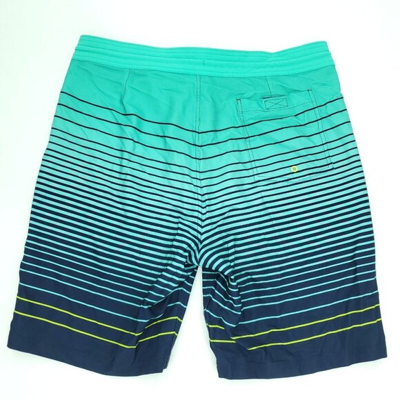 Old Navy California Boardshorts Mens 36x9" Green Striped Swim Stretch - Picture 7 of 8